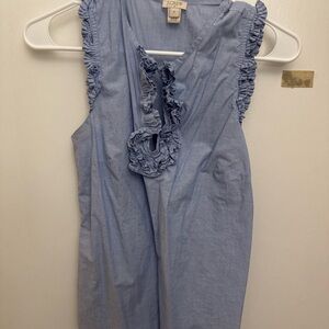 J.Crew Light Blue Ruffle Sleeveless Top